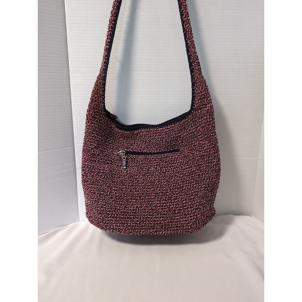 THE SAK CROCHET SHOULDER BAG PURSE RED WHITE BLACK  READ DESC
